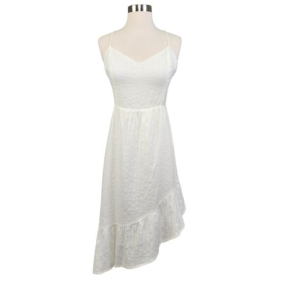 Lost + Wander Womens Asymmetrical Midi Dress Size Medium White Boho Bridal Beach - Picture 2 of 16